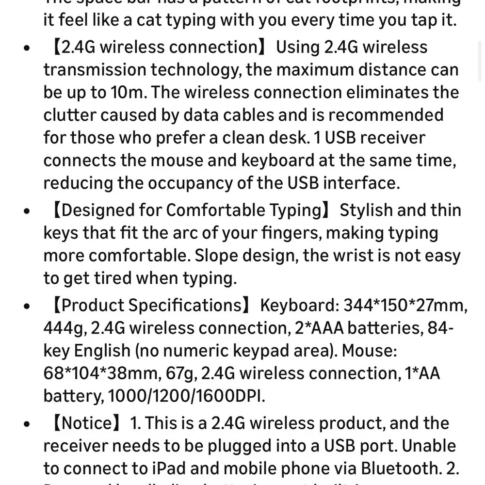 Pink Cat Ear Keyboard and Mouse Set
